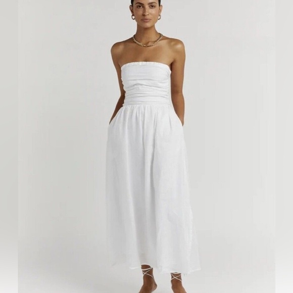 NWT - DISSH Lexi White Linen Midi Dress - Picture 1 of 6